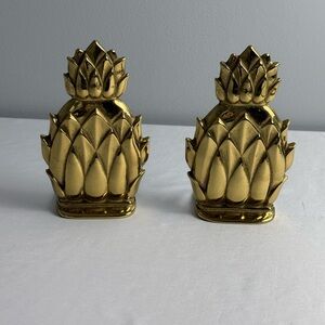 Virginia Metalcrafters Newport Cast Brass Pineapple Bookends Pair 6.5"